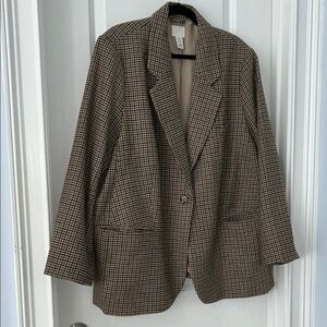 H&M Brown Checkered Blazer